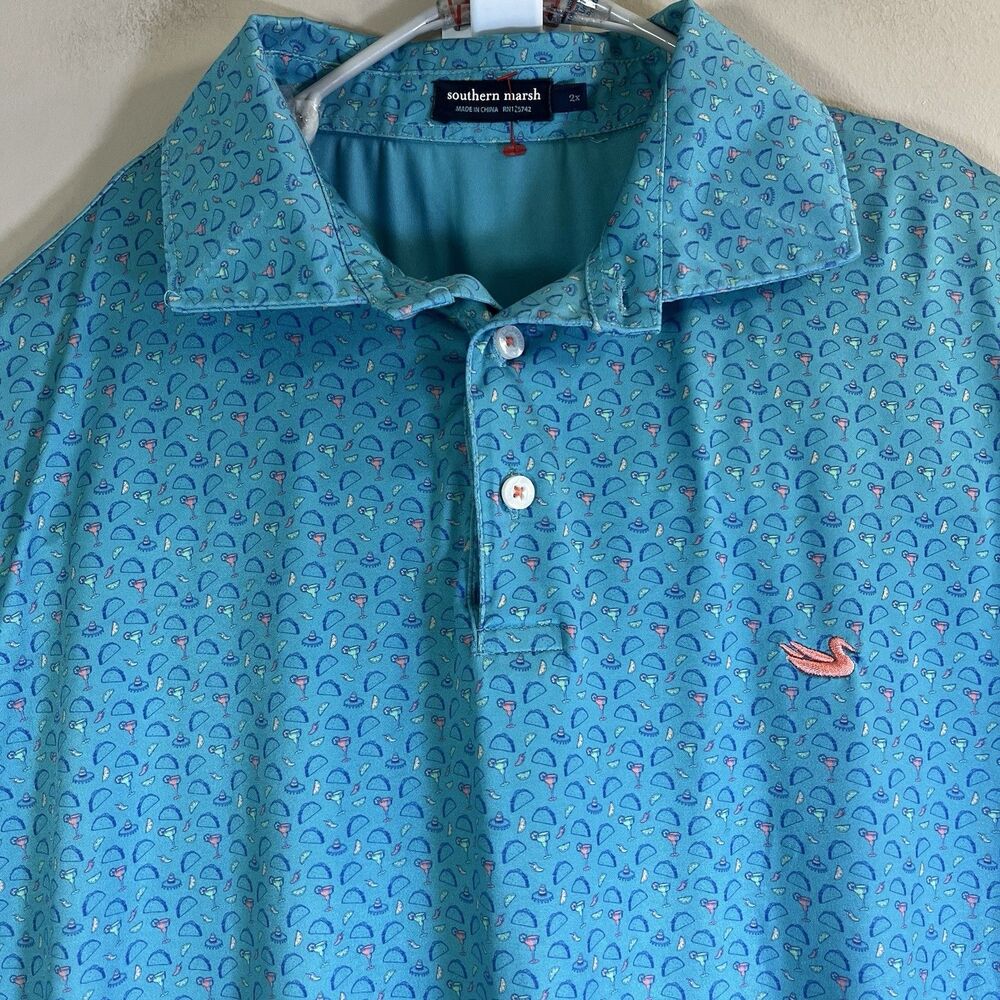 Southern Marsh Shirt Mens 2XL Performance Polo Golf Stretch Ole Tuesday Drinks